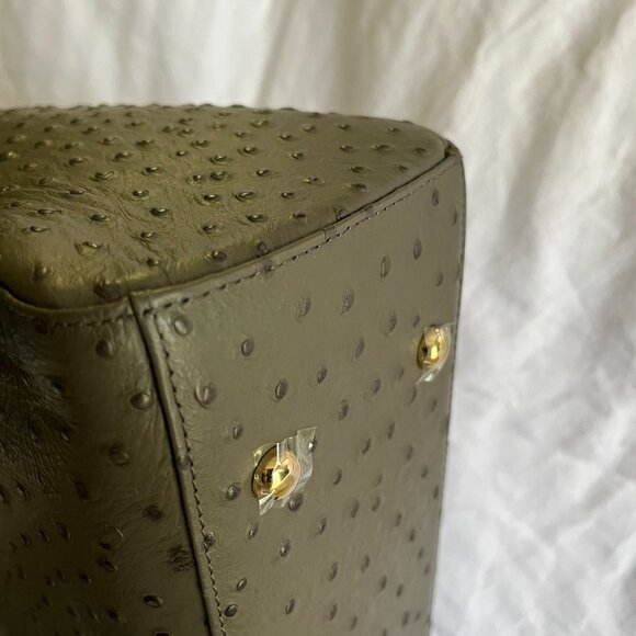 Authentic ST JOHN Pebble Ostrich Leather Satchel - Picture 13 of 13